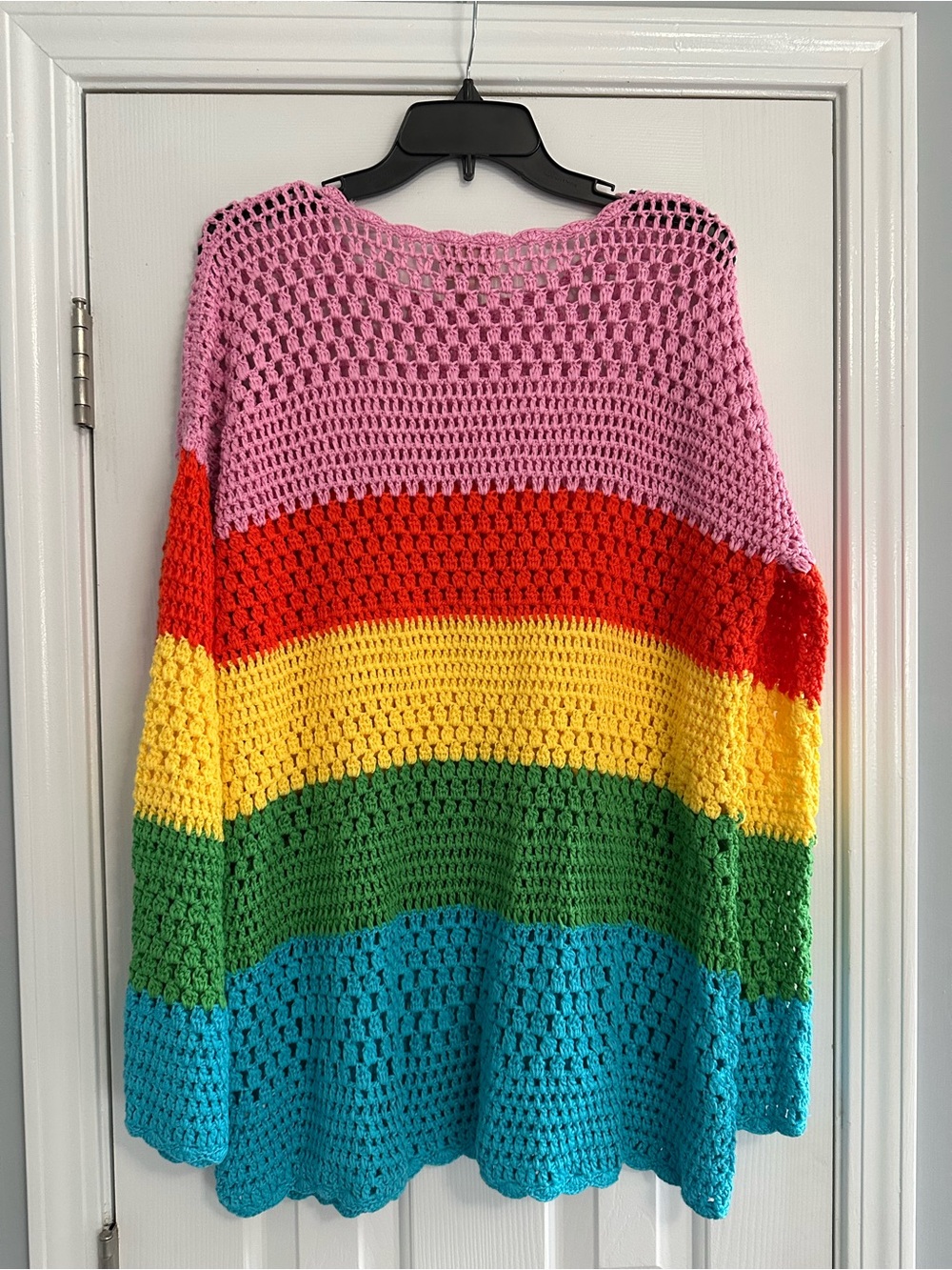Mumu Rainbow Crochet Knit Sweater - Pink, Red, Yellow, Green, Blue - Picture 4 of 7